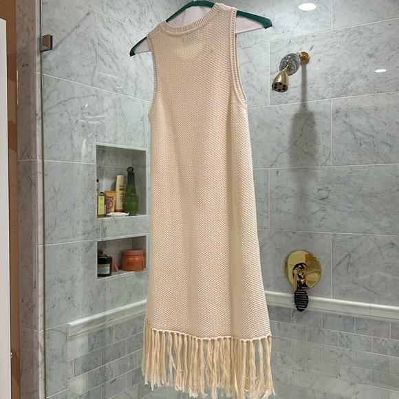 Sincerely Jules Fringe knit ivory fall sleeveless dress - S - Picture 4 of 4